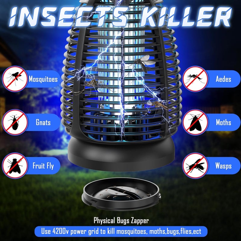 Dovima Bug Zapper Outdoor for Mosquito Flies - Waterproof Insect Killer Trap Lamp Electric 4200V Powerful Bug Zappers Indoor with LED Light for Patio Porch Garage Backyard & Home - Image 3